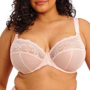ELOMI Charley Stretch Plunge Bra in Ballet Pink Lace Size 40DDD Pastel Feminine